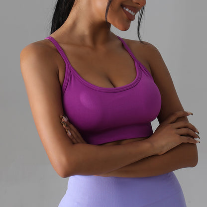 Seamless Yoga Bra with Criss Cross Back Available in 11 Colors Comfort and Support for Fitness Pilates and Activewear