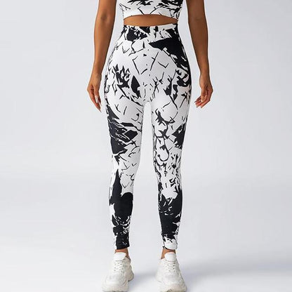 Tie Dye High Waisted Leggings and Sports Bra Set for Women Outdoor Yoga Apparel with Supportive Fit and Print