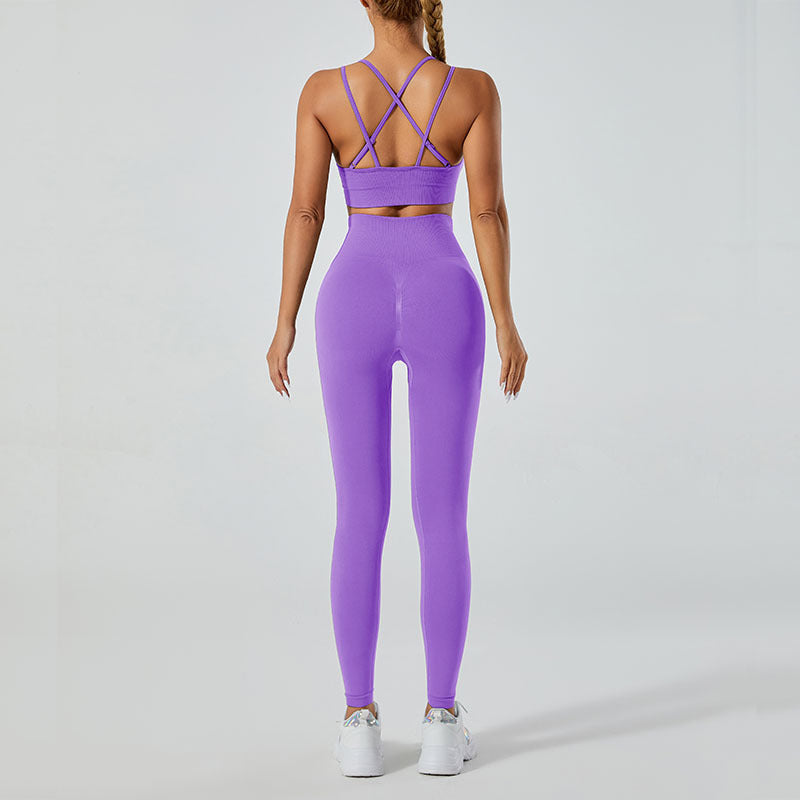 Yoga Outfit Set Beautiful Back Yoga Tank Top with High Waisted Fitness Leggings for Outdoor Sports Active Lifestyle