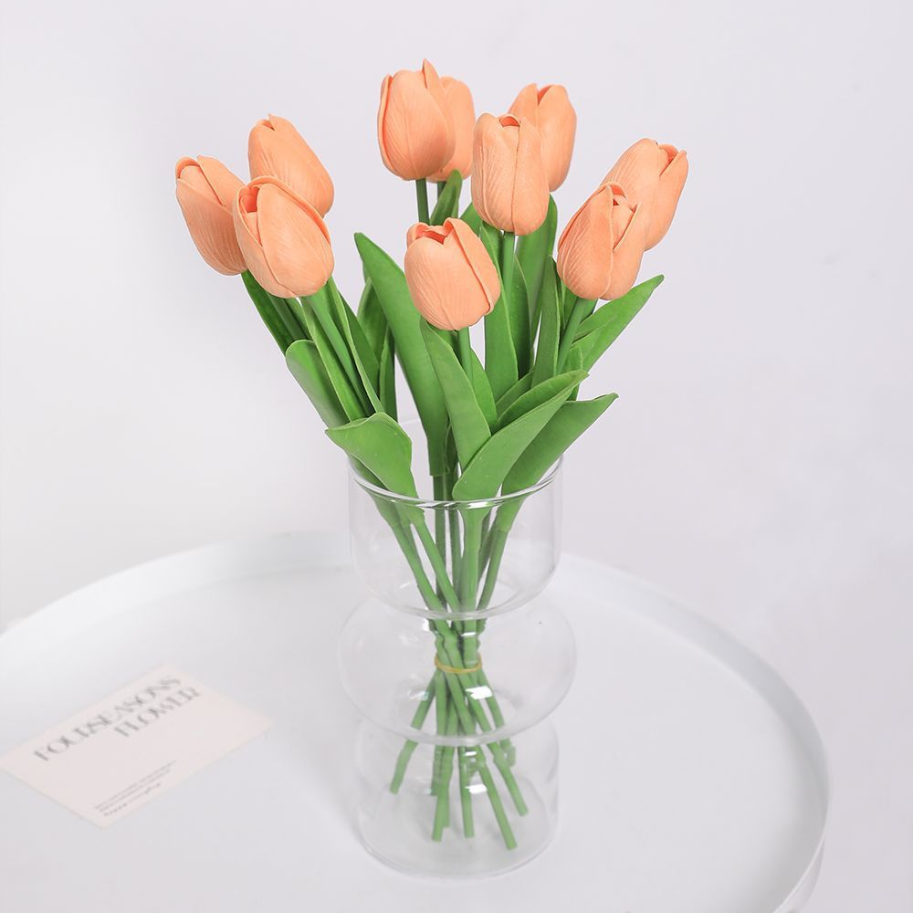 Elegant Realistic Tulip Faux Flowers Arrangement - Stunning Home Décor Piece for Living Room, Dining Table Floral Art, Perfect for Photography Props and Events