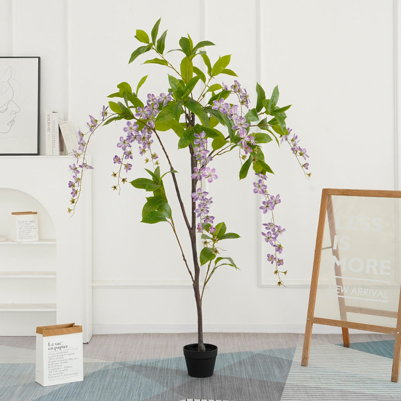 High-Quality Faux Wisteria and Jasmine Trees - Lifelike Large Potted Plants for Home Decor, Vibrant Indoor and Outdoor Floral Displays