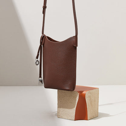 Genuine Leather Smartphone Bag Korean Inspired Mini Crossbody Bag for Fashion Forward Individuals