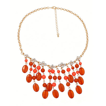Elegant Resin  Shaped Tassel Necklace and Earring Set - Versatile and Chic Jewelry for Women