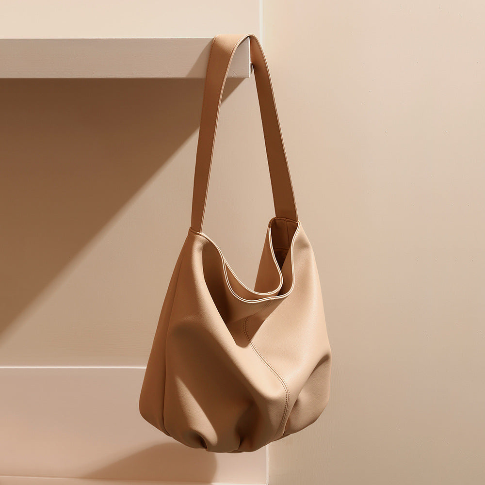 and Spacious Genuine Leather Tote Bag Soft Chic Shoulder Bag for Effortless Everyday Elegance