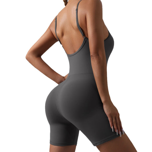 Seamless Padded Yoga Bodysuit with Shorts Sculpting Bodysuit for Fitness and Workouts