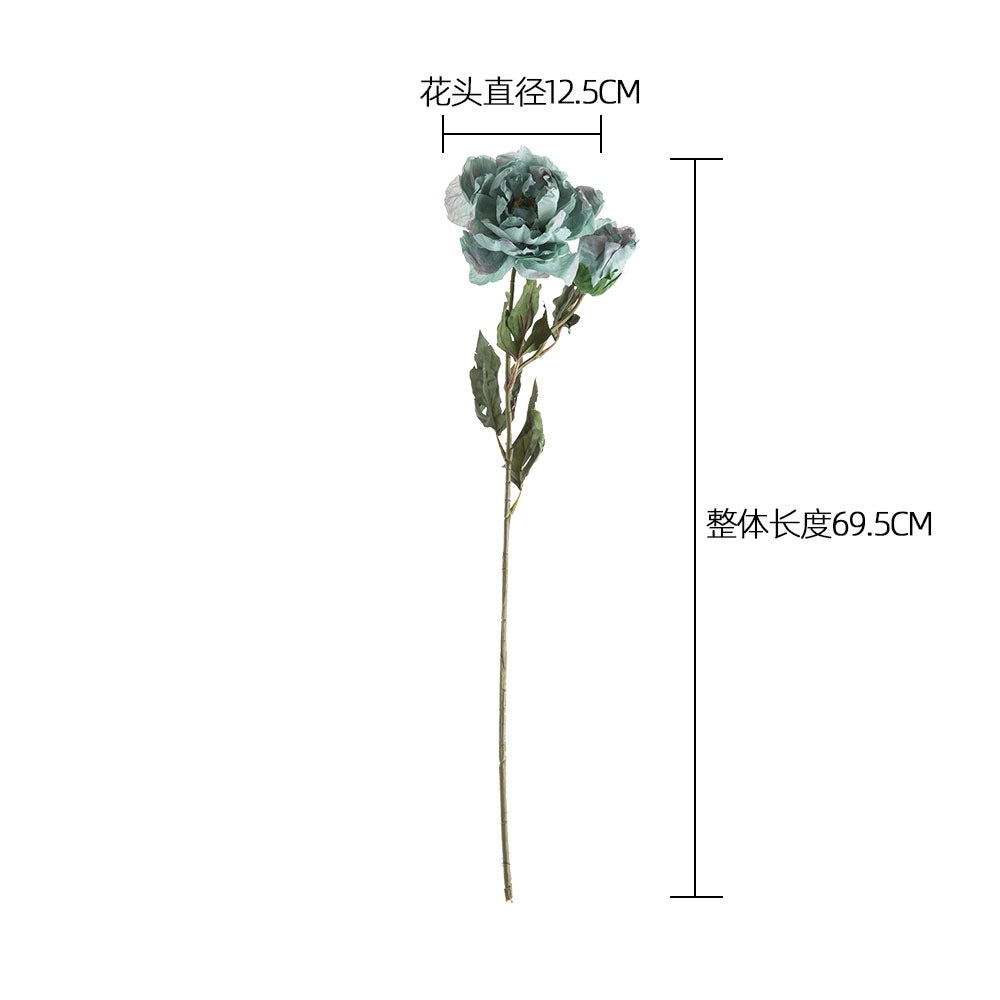 Elegant Faux Peony Branch with Single Bloom and Bud - Perfect for Wedding Decor and Home Accent - INS-Style Realistic Artificial Flowers YC1032