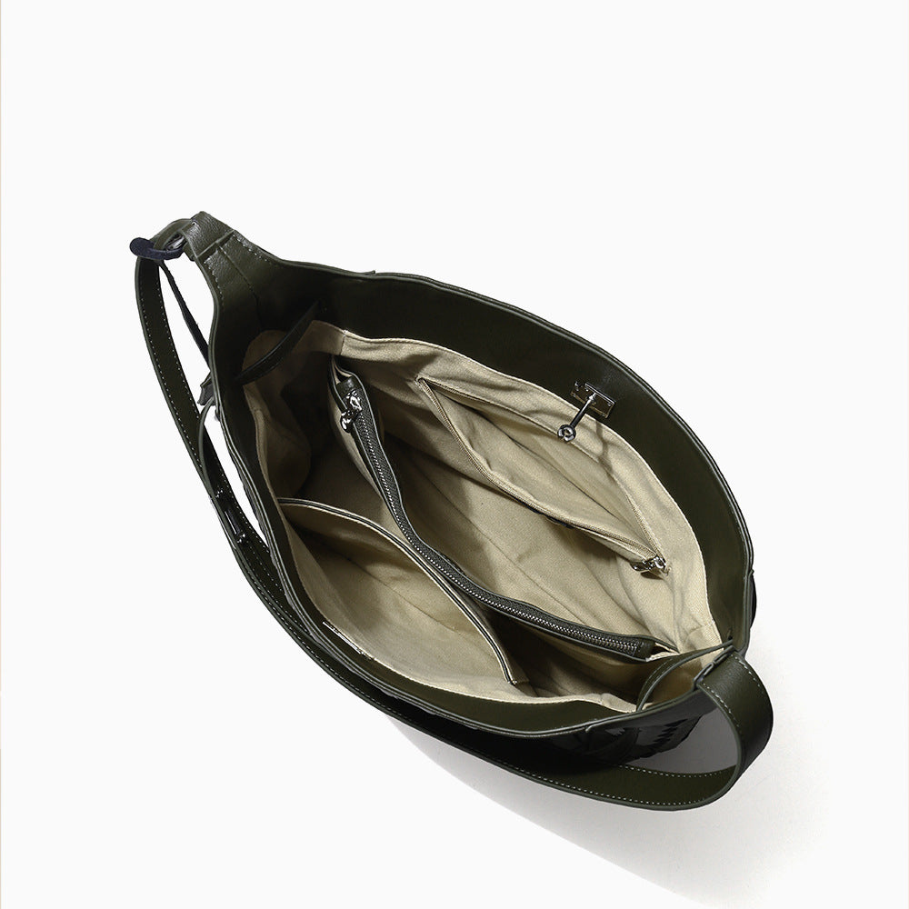 Genuine Leather Handwoven Large Capacity Crossbody Bag Commuter Tote and Casual Shoulder Bag for Women