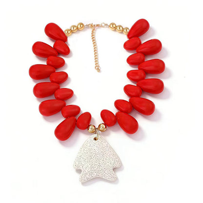 Exquisite Minimalist Natural Ocean-Inspired Vacation Necklace with Volcanic Stone, Starfish, and Tiny Fish Charms - Perfect Summer Accessory for Women