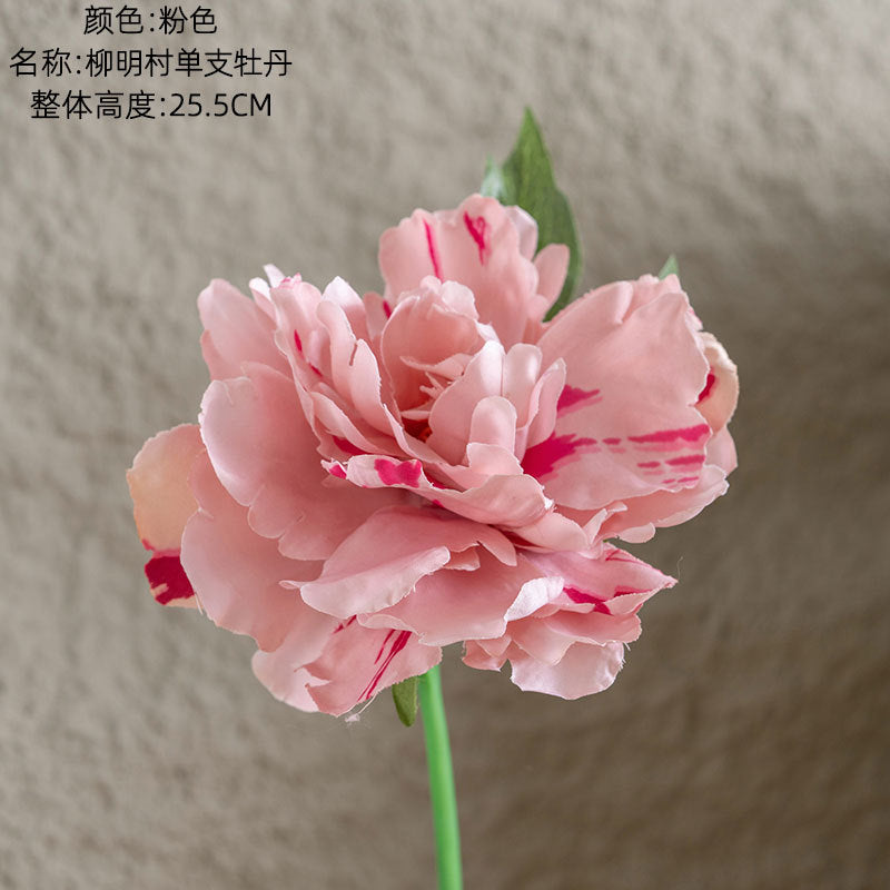 Single Stem Peony Artificial Flower - Lively Green Plant Wedding Decoration - INS Style PJ1031 - Perfect for Home Decor & Special Events