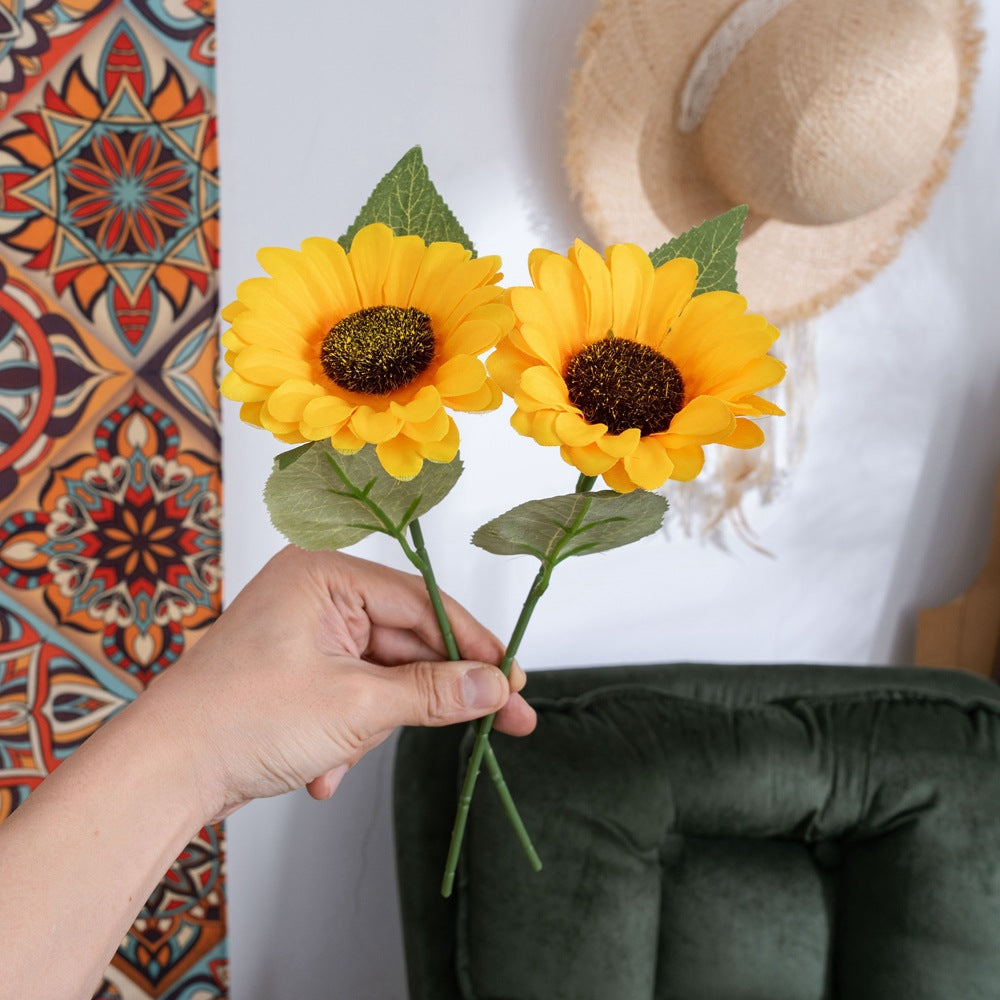 Realistic Sunflower Home Decor - Single Stem Warm Sunflower for Weddings and Celebrations | INS Style Artificial Flower CL15102