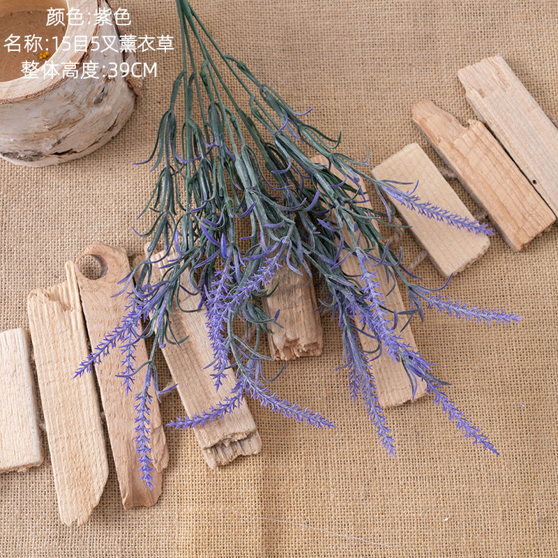 Elegant 15-Branch Faux Lavender Flowers - Realistic Greenery for Home Décor - Perfect for INS Aesthetic - CL16107