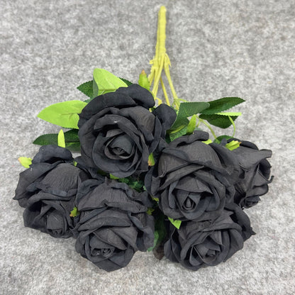 Realistic 7-Branch Velvet Rose Bouquet - Beautiful 7-Head Faux Flowers for Living Room and Wedding Decorations, Perfect Handheld Floral Arrangement