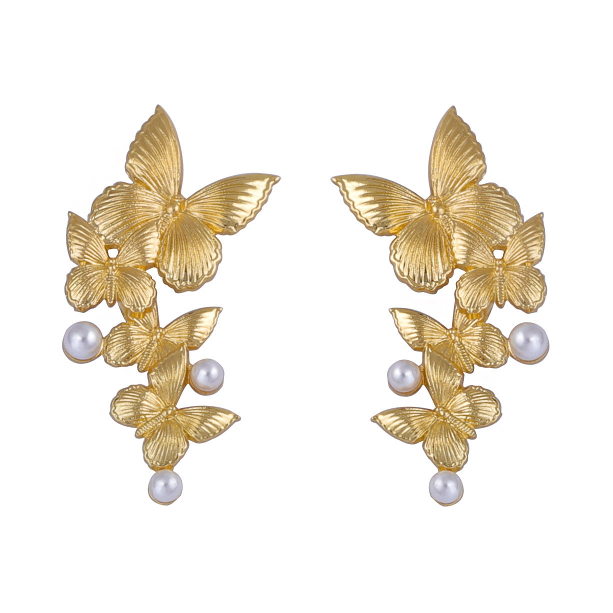 Elegant Vintage-Inspired Luxury Earrings with Alloy Faux Pearl and Butterfly Design – Perfect Everyday Wear for Women
