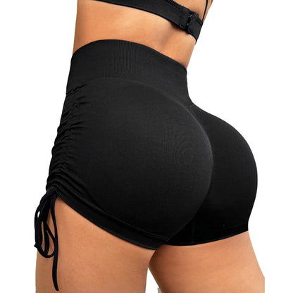 Summer Drawstring Yoga Shorts for Women High Waisted Peach Butt Enhancing Running Fitness Shorts Comfortable 3 Inch Workout Leggings