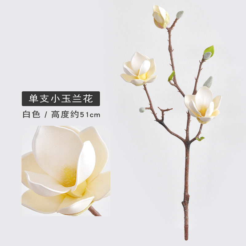 EVA Cotton Magnolia Flower – Lifelike 3-Head Artificial Floral Arrangement for Elegant Tea Rooms and Living Rooms