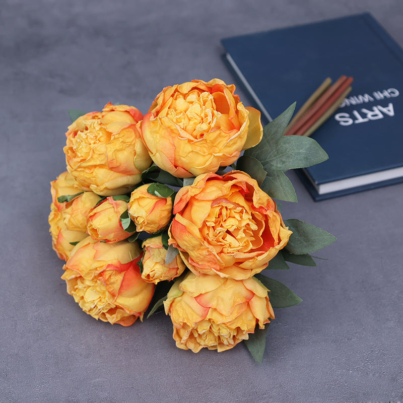 Stunning 10-Head Artificial Peony Bouquet - Elegant European Style Faux Peonies with Realistic Detailing for Decoration, Weddings, and Home Décor