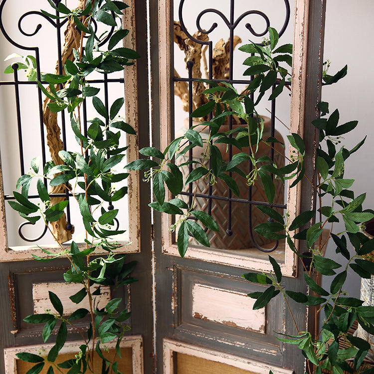 Realistic Faux Olive Leaf Long Vine Wall Decor - Elegant Artificial Plant for Home and Office Soft Furnishings