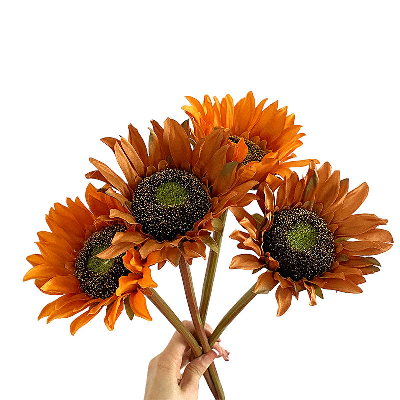 Stunning Faux Sunflower Bouquet – Rustic American Style Silk Flowers for Home Decor, Living Room Arrangements, and Photography Props