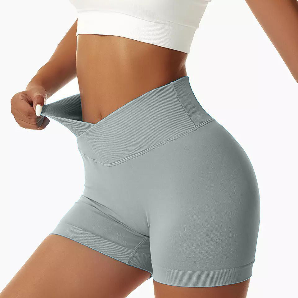 High Waisted Cross Back Yoga Shorts for Outdoor Activities Quick Dry Supportive and for Running Workouts and Fitness Enthusiasts