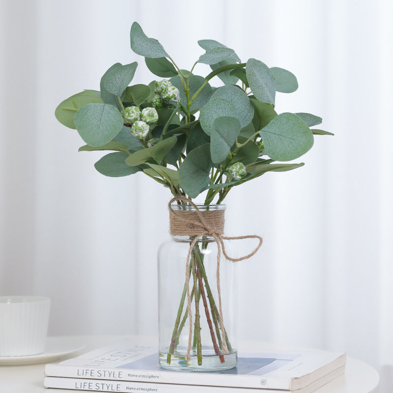 Lifelike Artificial Eucalyptus Money Leaf Arrangement - Stunning Fake Floral Display for Home Décor, Office Decoration, and Eco-Friendly Plants in Vase