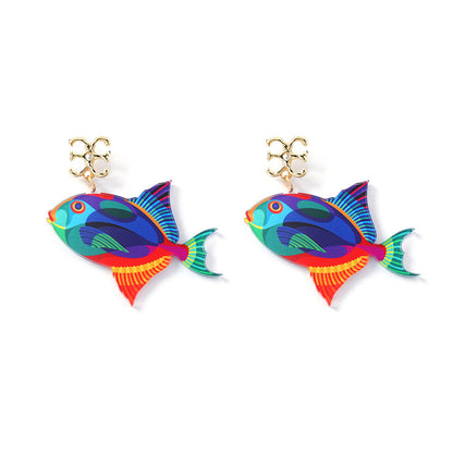 Quirky Minimalist Acrylic Ocean Animal Drop Earrings - Unique and Adorable Jewelry for Women