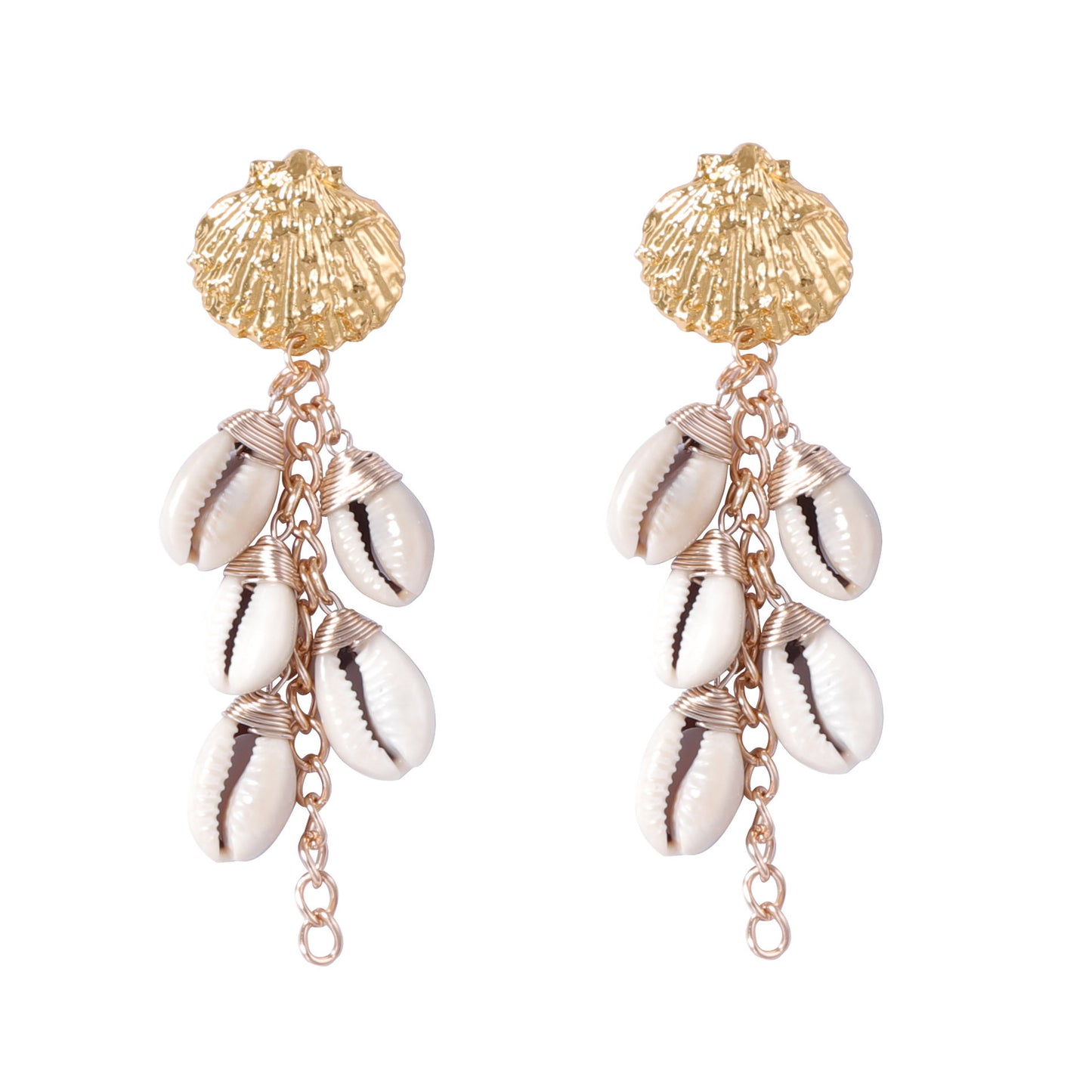 Bohemian Vacation Style Relaxed Shell Alloy Scallop Earrings - Versatile Beach Wear for Women