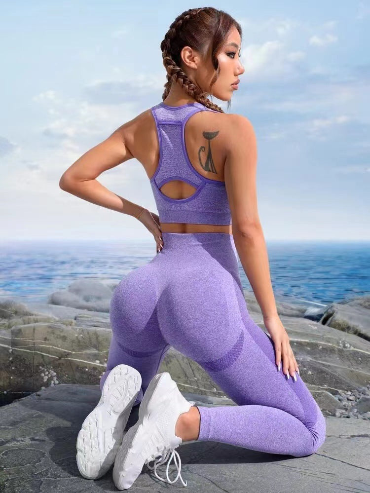 Seamless High Waisted Butt Lifting Leggings and Backless Tank Top Yoga Set for Women for Workouts and Daily Wear