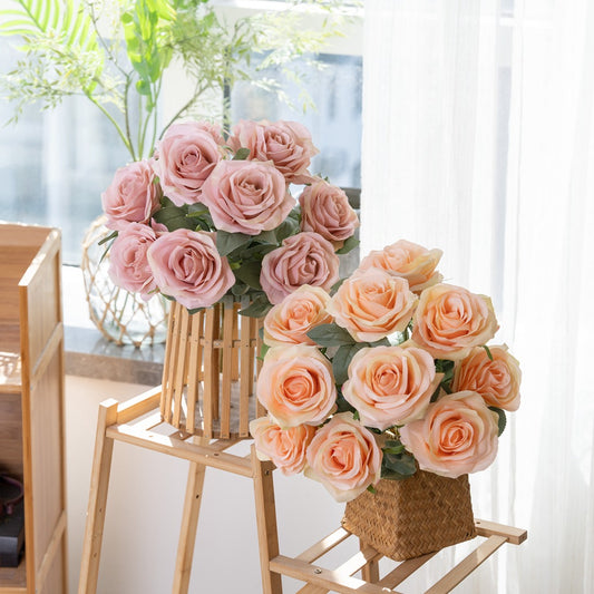 Stunning 10-Stem Artificial Rose Bouquet - Perfect Home Decor Plant for Weddings and Celebrations | Durable, Realistic, and Hassle-Free Floral Arrangement MW23313