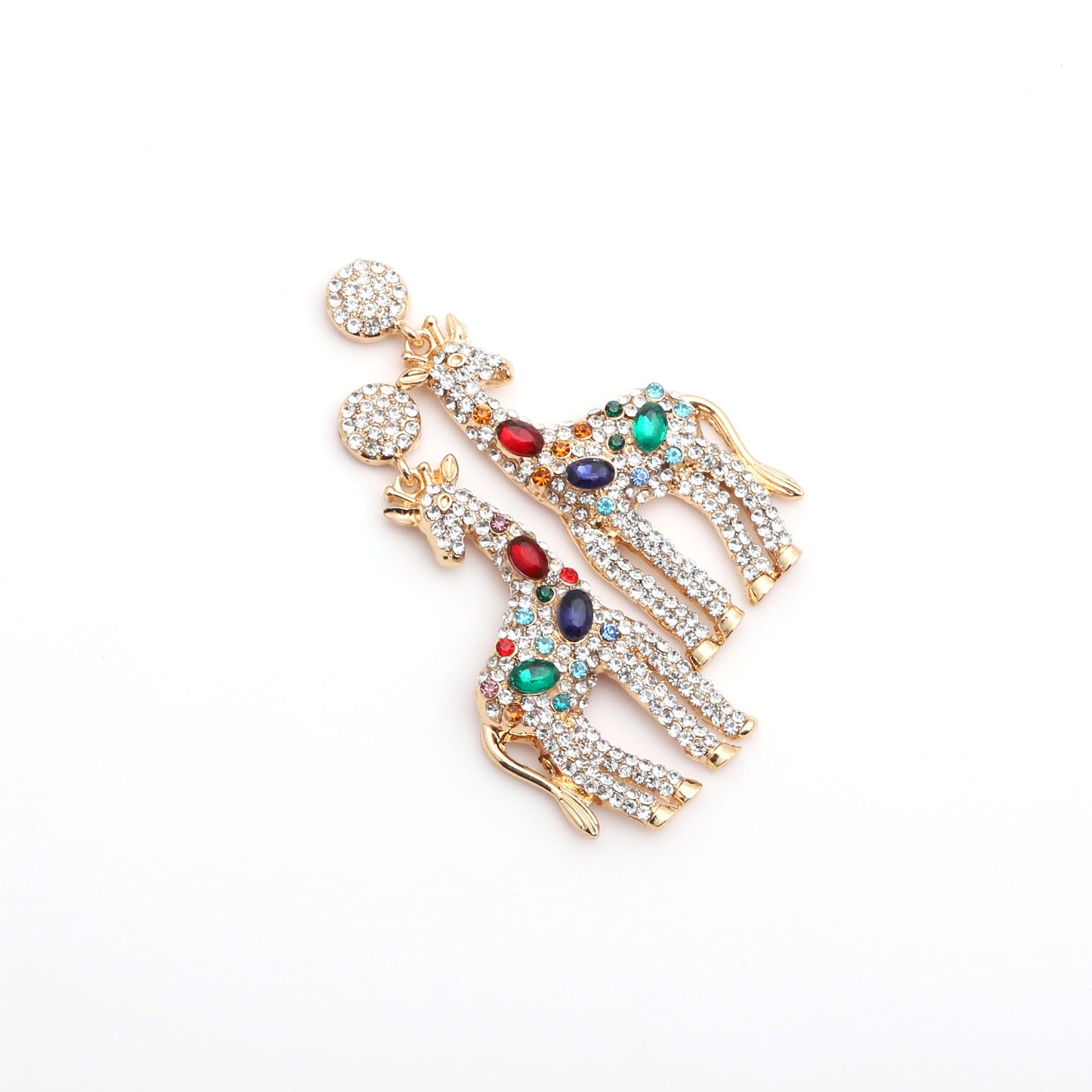 Luxury Statement Giraffe Design Rhinestone-Embellished Alloy Earrings - Unique and Exquisite Animal-Themed Jewelry for Fashion Enthusiasts