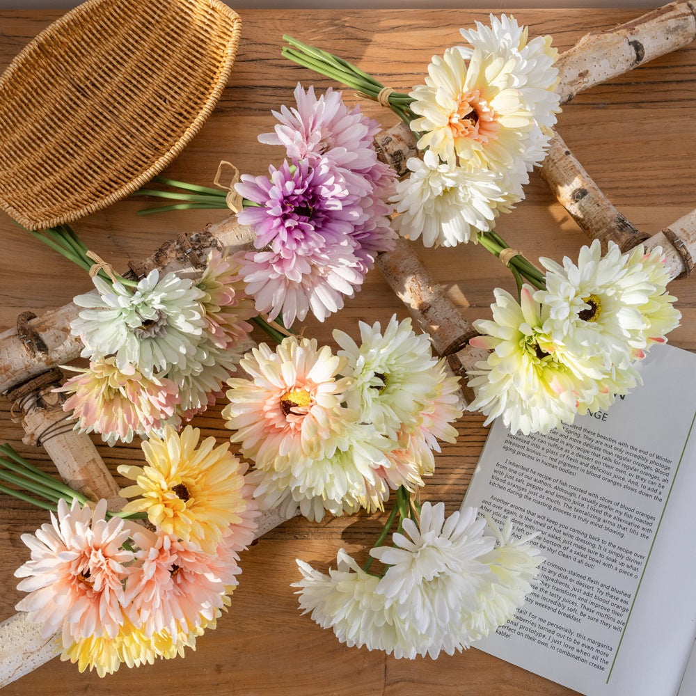 Realistic African Daisy Fake Flowers for Home Decor and Wedding Decorations - Elegant Floral Aisle and Wall Accents, Model DY1-3292