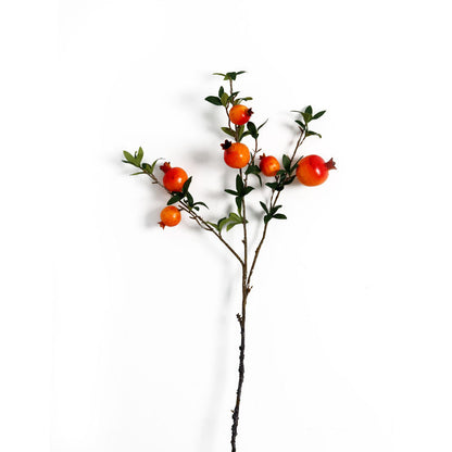 Realistic Pomegranate Branch with 6 Fruit Heads and Leaves - Perfect for Home Decor, Hotels, and Retail Spaces - Ideal Soft Decoration and Photography Prop