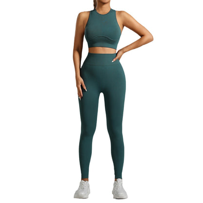 Seamless High Waisted Yoga Set for Women Enhanced Back Design Quick Dry Running and Fitness Outfit for Comfort