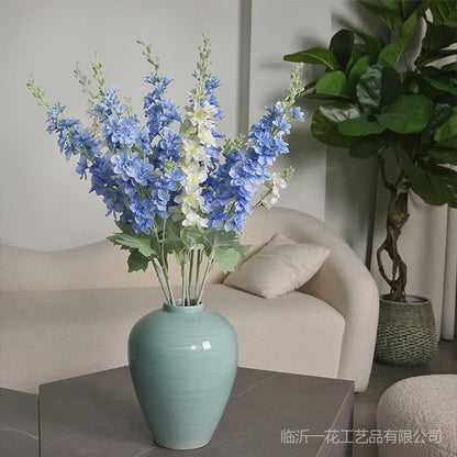 Modern Minimalist Faux Flower Delphinium Decor - Stunning Silk Flower Arrangement for Living Room Tables, Ideal for Home Decor and Photography Props