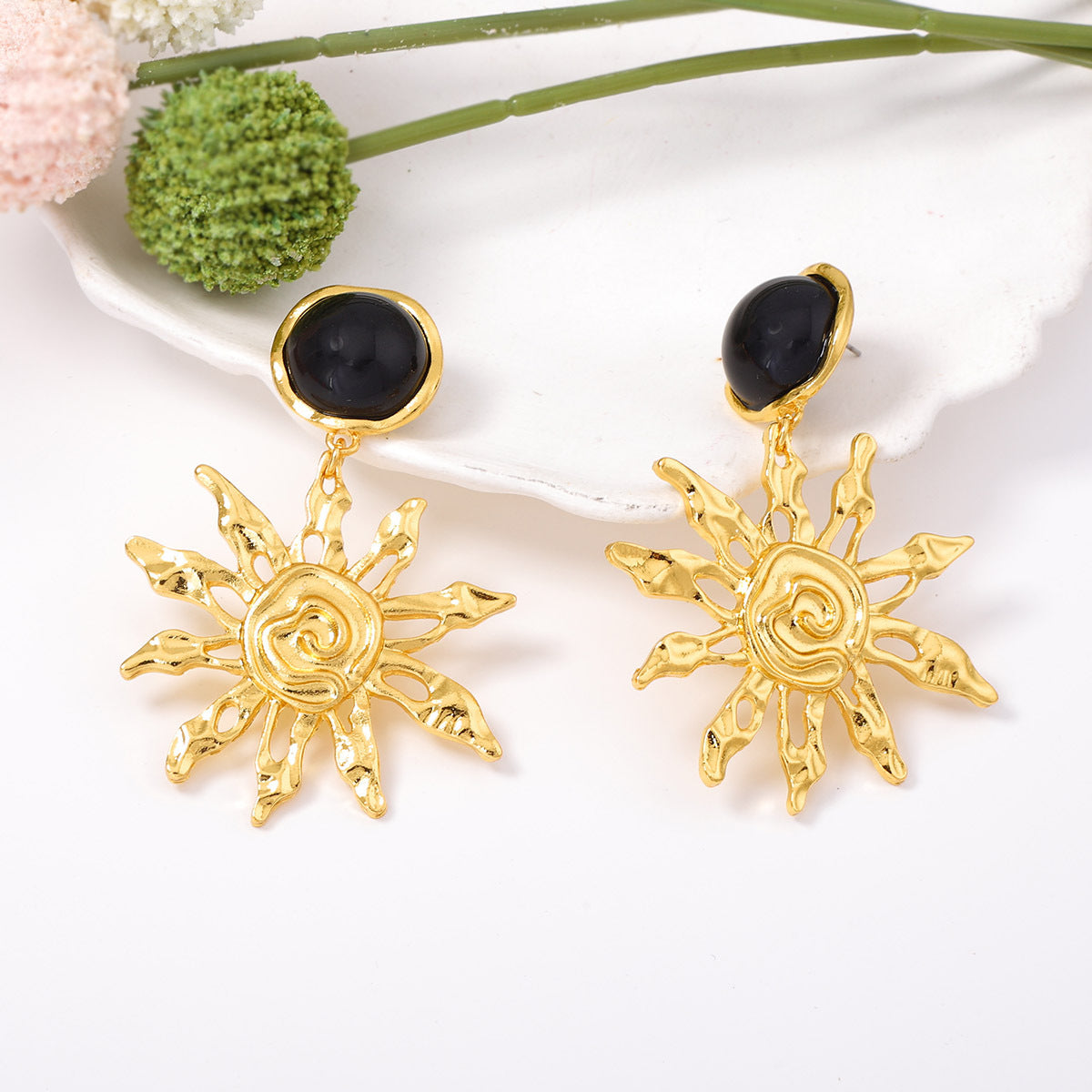 Unique Sunflower-Inspired Irregular Geometric Alloy Hollow Earrings – Stylish, Statement Jewelry for Women, Perfect for Any Occasion