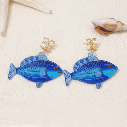 Stylish Acrylic Ocean-Inspired Earrings for Women - Unique Minimalist Design, Versatile for Any Outfit