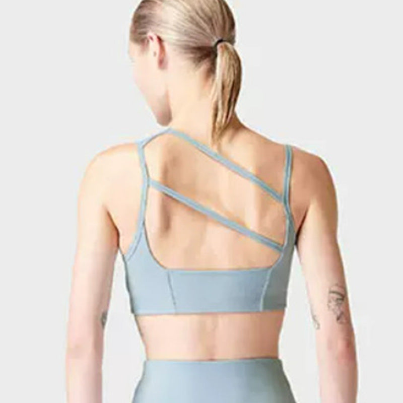 Chic Asymmetrical Sports Bra Yoga Top Quality Workout Clothing for Fitness Running and Dance