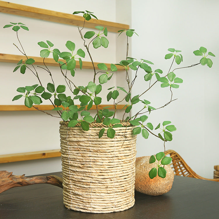 Elegant Minimalist Zen-Inspired Faux Green Plant Branches for Indoor Decor - Perfect for Home Gardening and Aesthetic Arrangements with Realistic Lotus Leaf Appeal