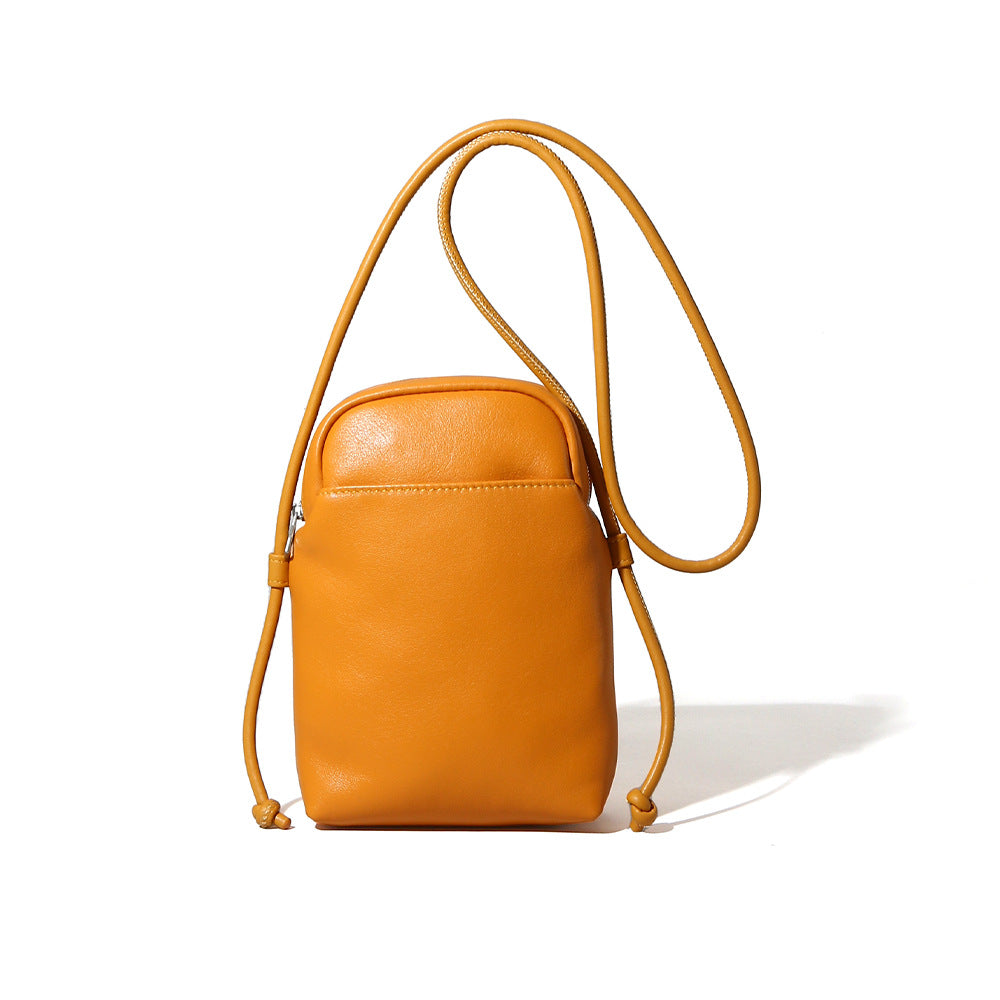 Women's Korean Inspired Single Shoulder Bag Full Grain Leather Crossbody Phone Purse for Commuting
