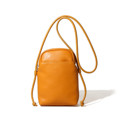 Women's Korean Inspired Single Shoulder Bag Full Grain Leather Crossbody Phone Purse for Commuting
