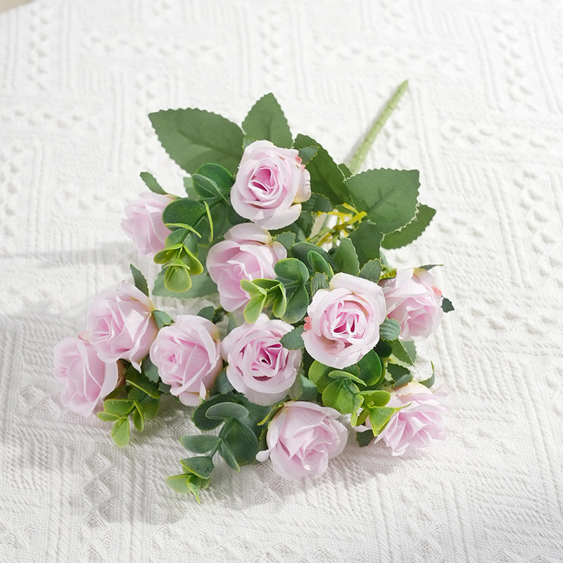 Stunning 11-Head Eucalyptus & Elegant Silk Rose Artificial Flowers for Home Décor, Wedding Photography Props, and Indoor Arrangements