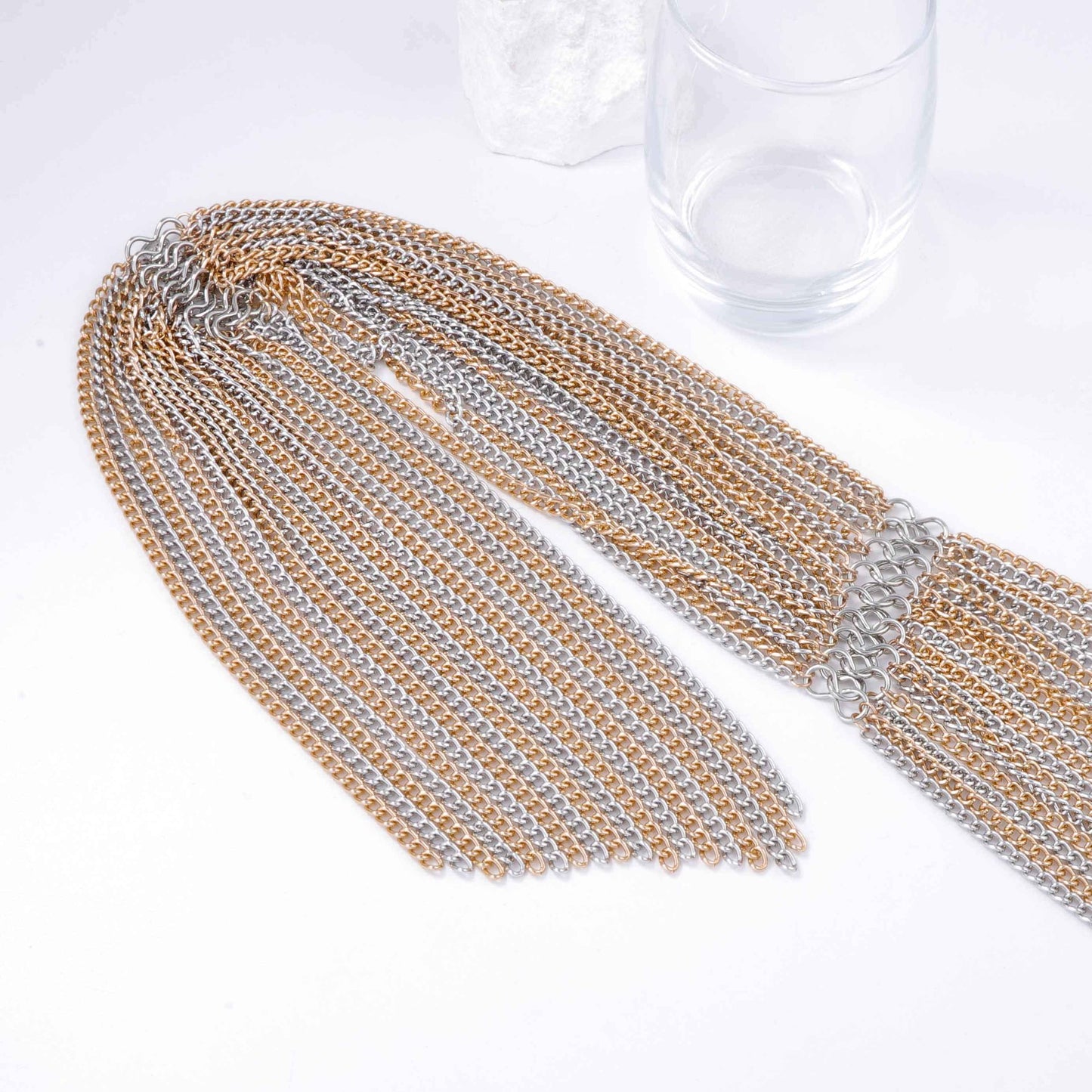 Exaggerated Personality Multi-Layered Metal Chain Scarf Necklace - Unique Casual High-End Design for Women