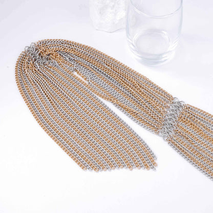 Exaggerated Personality Multi-Layered Metal Chain Scarf Necklace - Unique Casual High-End Design for Women