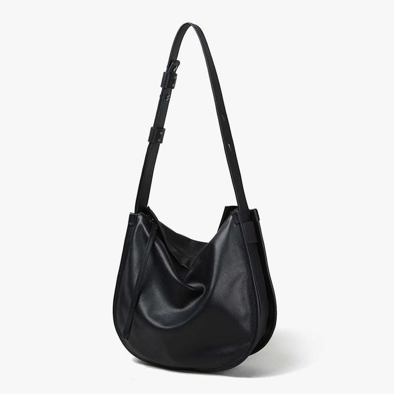 Genuine Top Grain Leather Tote Bag Relaxed Style Unique Oversized Design Minimalist Soft Leather Crossbody and Shoulder Bag for Effortless Chic