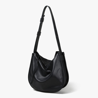 Genuine Top Grain Leather Tote Bag Relaxed Style Unique Oversized Design Minimalist Soft Leather Crossbody and Shoulder Bag for Effortless Chic