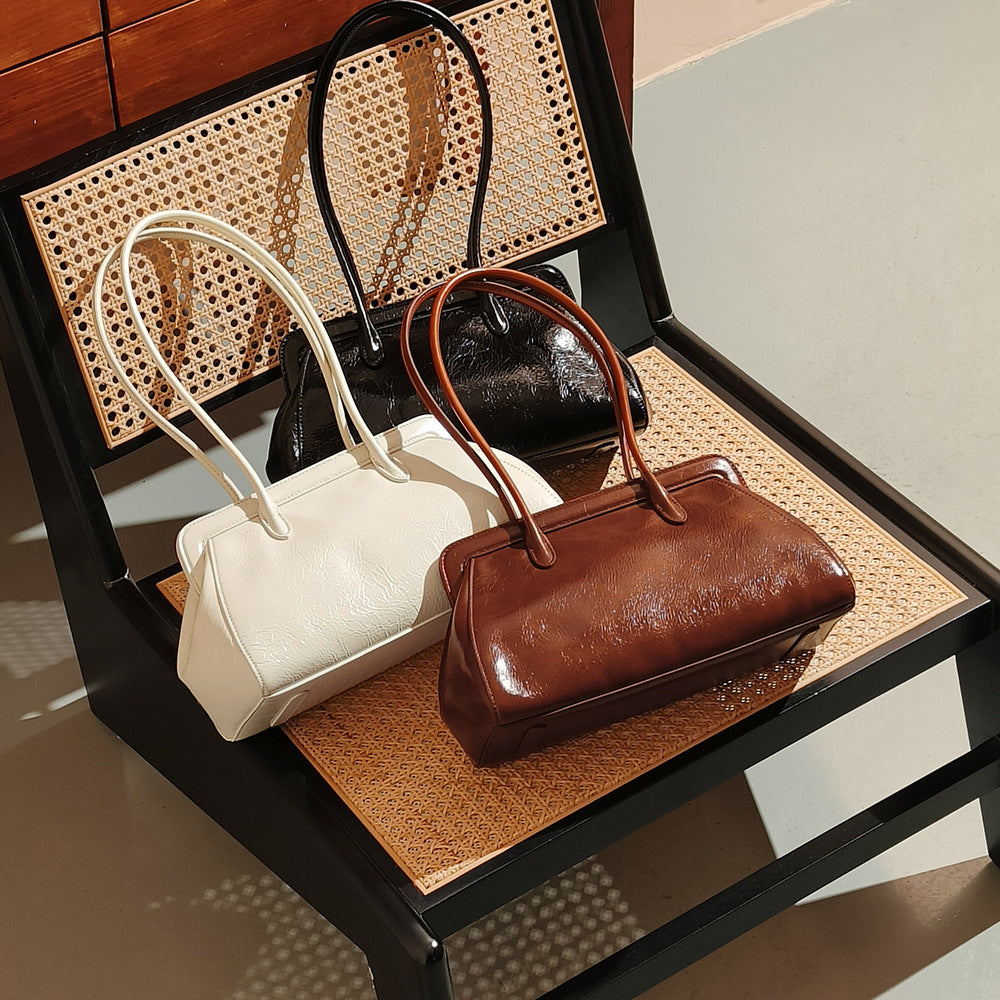 Luxurious French Inspired Genuine Leather Women's Underarm Bag Chic Cowhide Design for Effortless Style and Durability