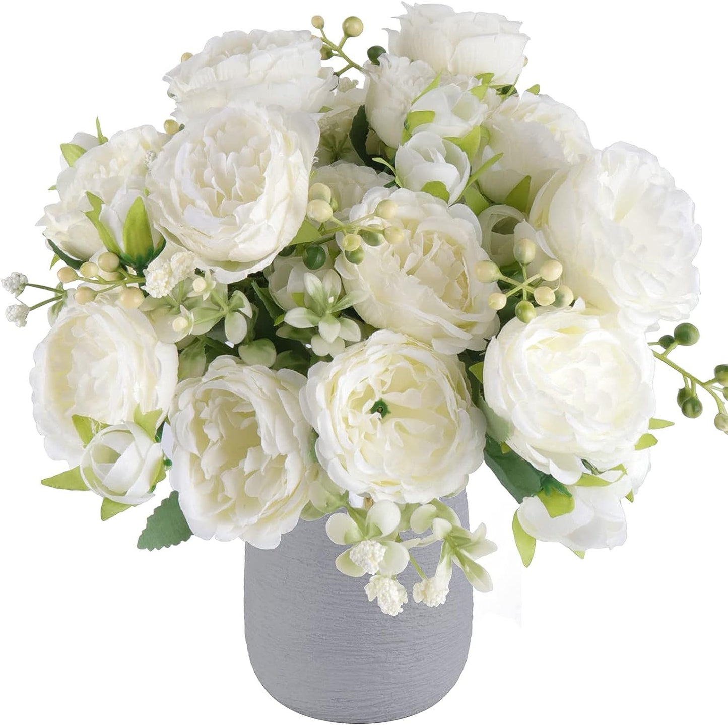 Stunning 5-Head Persian Peony & Rose Bouquet - Soft Silk Artificial Flowers for Home Décor and Living Room Aesthetics