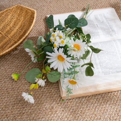 Stunning Faux Daisy Handheld Wedding Bouquet with Sugar Figurines - Perfect Home Decor and Wall Hanging Design (CF02007)