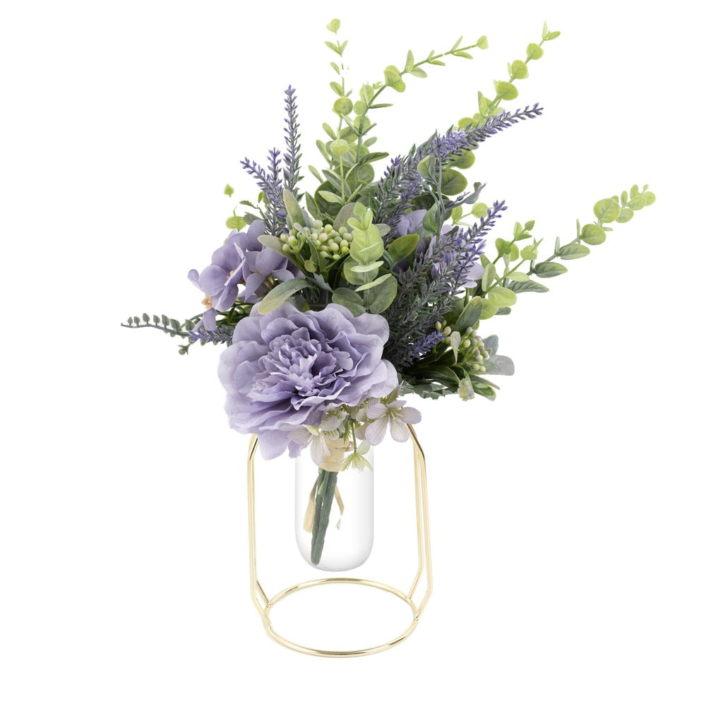 Beautiful Brittany Tea Rose and Lavender Artificial Flower Bouquet for Weddings and Home Decor - Stunning Faux Floral Arrangement (CF01037)