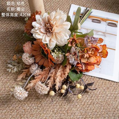 Frosted Dust Faux Flower Bouquet for Home Décor – Stunning Wedding Handheld Flowers, Wall Decorations, and Hanging Art (CF01492)