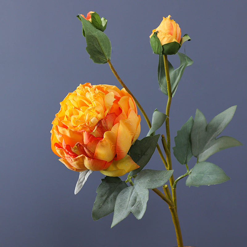 Realistic Faux Edge Peony Silk Flower - Single Stem with 3 Buds - Perfect for Weddings, Living Room Decor, and DIY Craft Projects